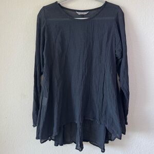 Honest Cotton Black Tunic Top Sz XL Semi-Sheer High-Low Boho Witchy Gothic